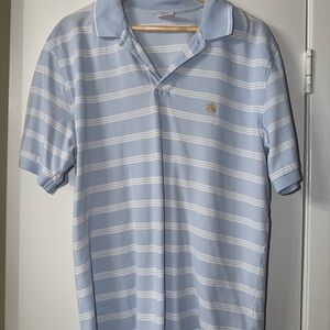 Men’s Brooks Brothers Blue & White Striped Polo Shirt Size L Original Fit